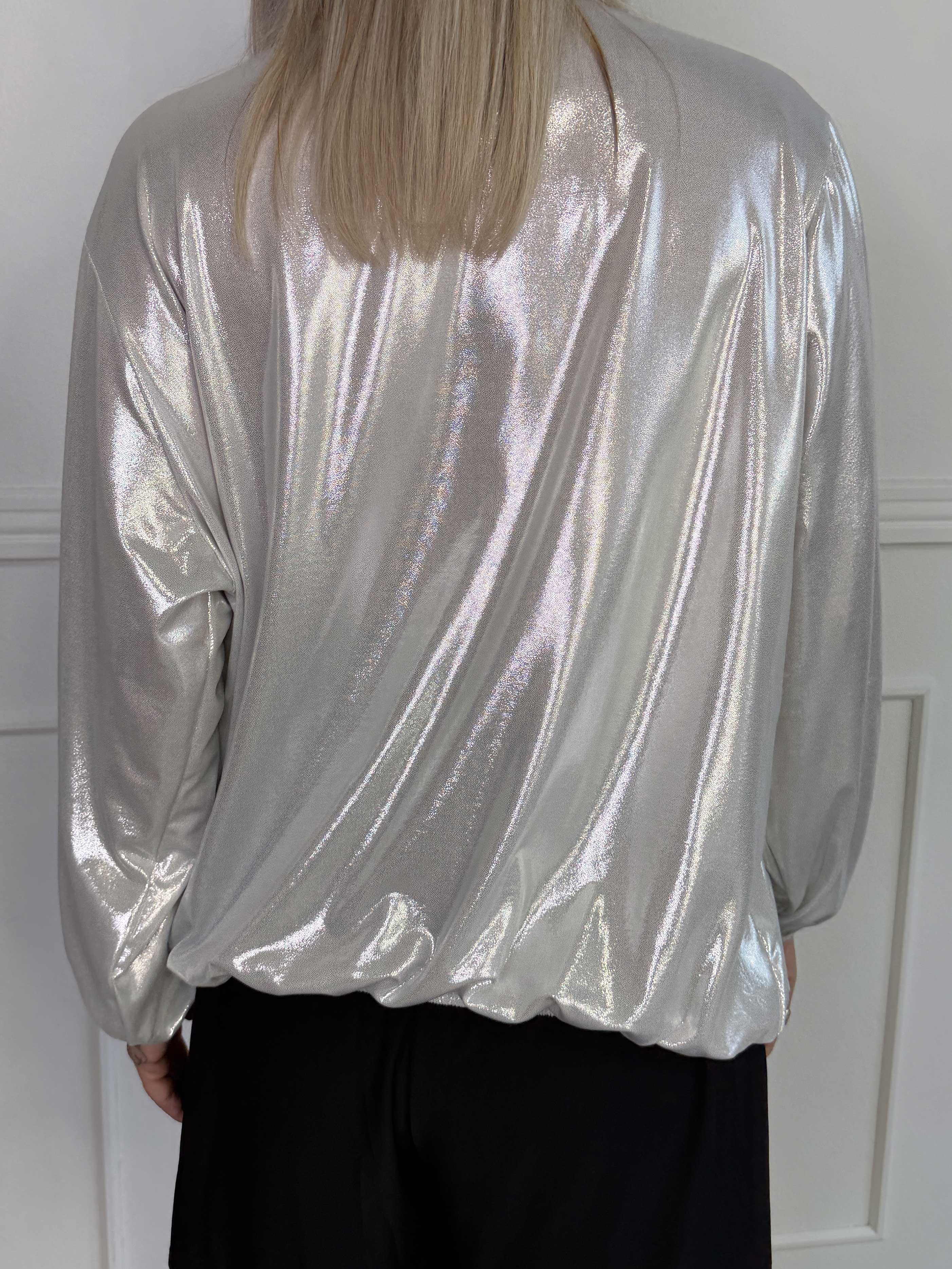 Rakel Shiny - Langærmet bluse i skinnende stof